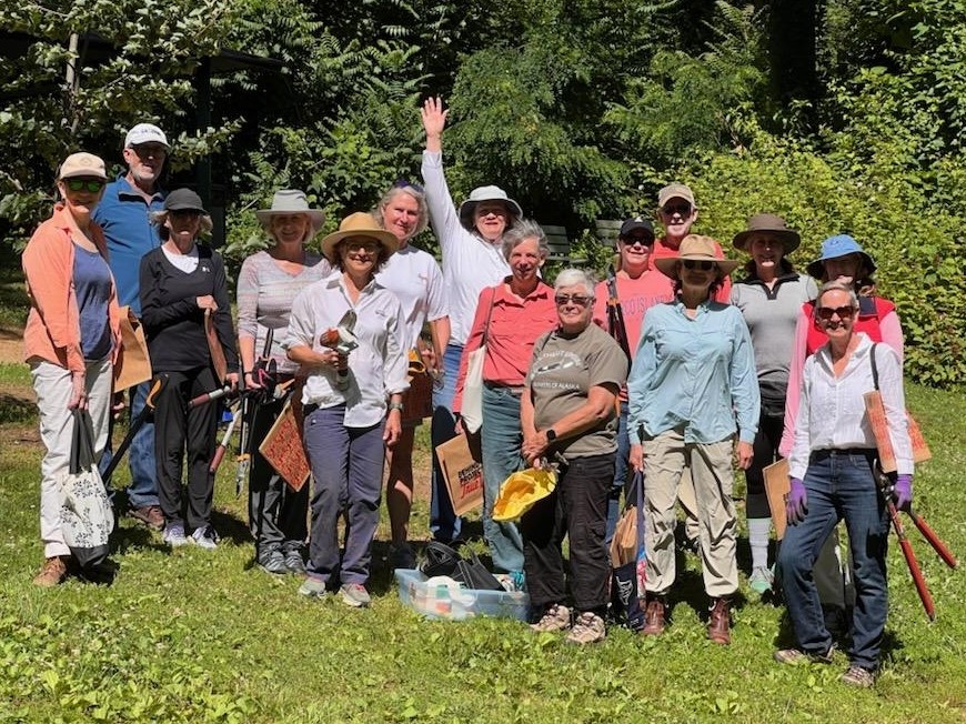 group of volunteers in park