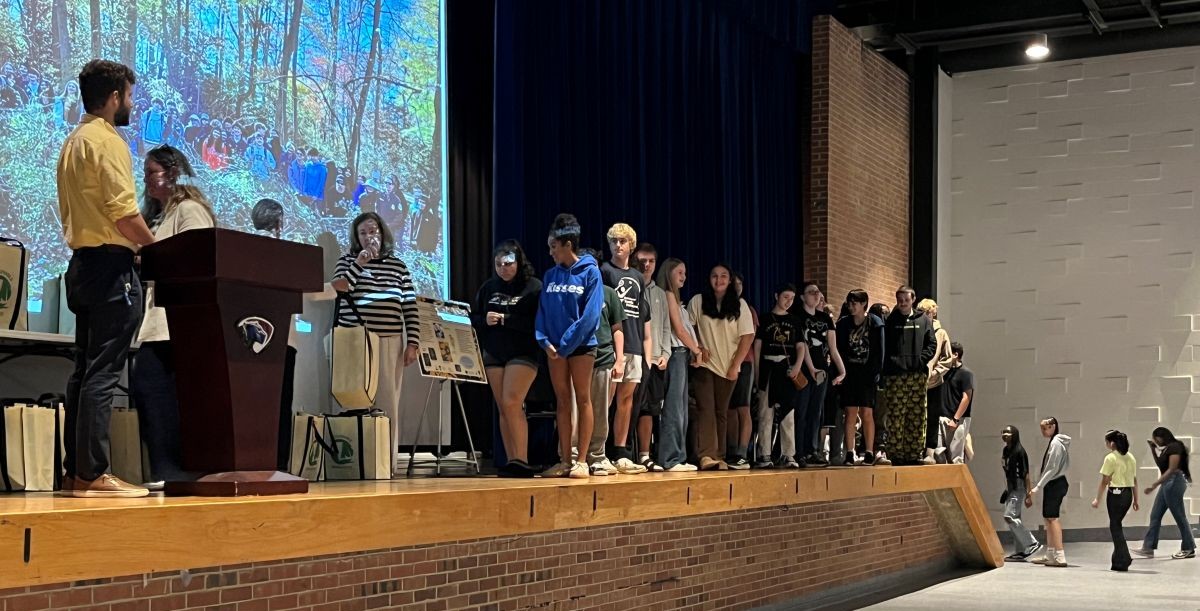 group of students on stage